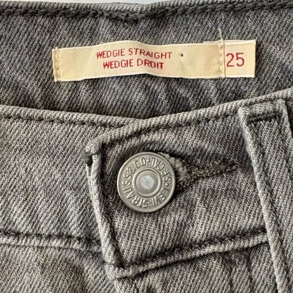 Levi’s Wedgie Straight Leg Grey Black Jeans Size 25 Ankle Length Cotton - Picture 4 of 13